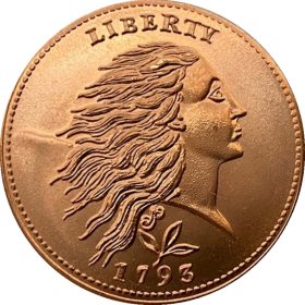 1793 Wheat Cent (Patrick Mint) 1/2 oz .999 Pure Copper Round