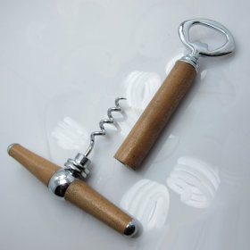 Hand Turned 2-In-1 Bottle Opener and Wine Corkscrew (East Indian Rosewood) Chrome