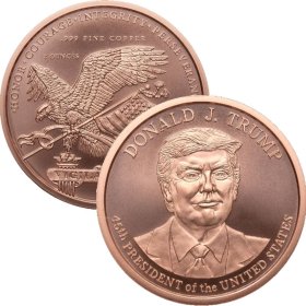 Donald J Trump ~ 45th President 2 oz .999 Pure Copper Round