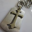 (image for) Acorn Cross Dog Tag Necklace ~ Stainless Steel