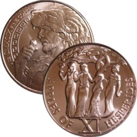 Apples Of Hesperides 1 oz .999 Pure Copper Round (11th Design of the 12 Labors of Hercules Series)