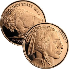 Buffalo Design 1/2 oz .999 Pure Copper Round