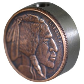 Buffalo Nickel Design In Copper (Black Patina) Stainless Steel Core Lanyard Bead By Barter Wear 