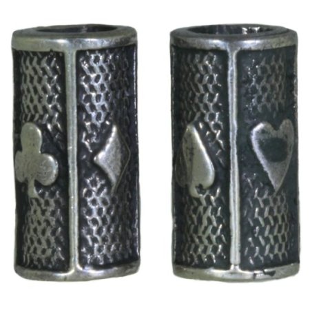 (image for) Card Suits Beads (Pair of 2) in Nickel Silver by Russki Designs
