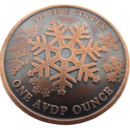 (image for) Christmas Tree (Snowflake Back Design Series) 1 oz .999 Pure Copper Round (Black Patina)