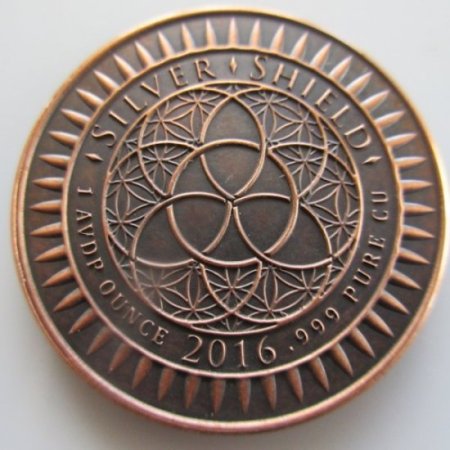 (image for) Consumerism 1 oz .999 Pure Copper Round (2016 Silver Shield) (Black Patina)
