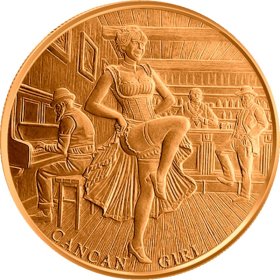 The Can-Can Girl ~ Prospector Series 1 oz .999 Pure Copper Round