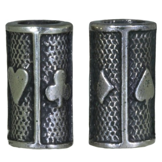 (image for) Card Suits Beads (Pair of 2) in Nickel Silver by Russki Designs