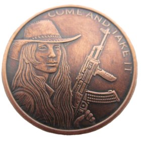 Come And Take It 1 oz .999 Pure Copper Round (2016 Silver Shield) (Black Patina)