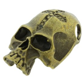 Cross Skull Bead in Brass