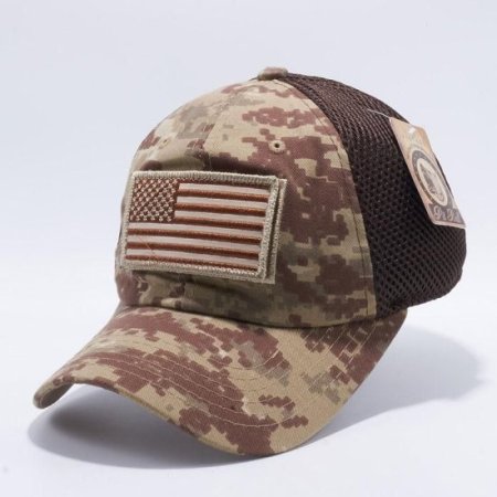 (image for) Desert Digital Camo American Flag Velcro Patch Hat 