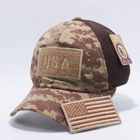 (image for) Desert Digital Camo American Flag Velcro Patch Hat 