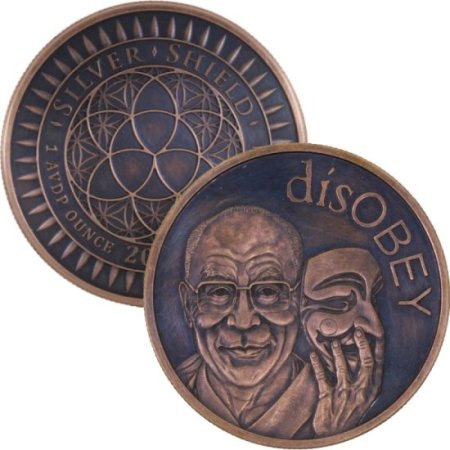 (image for) disOBEY Dalai Lama #36 (2017 Silver Shield Mini Mintage) 1 oz .999 Pure Copper Round (Black Patina) 