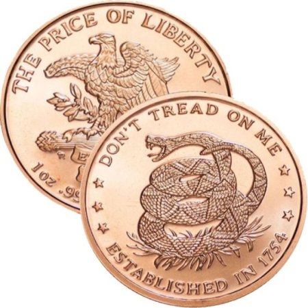 (image for) Don't Tread On Me 1 oz .999 Pure Copper Round (Est. 1754)