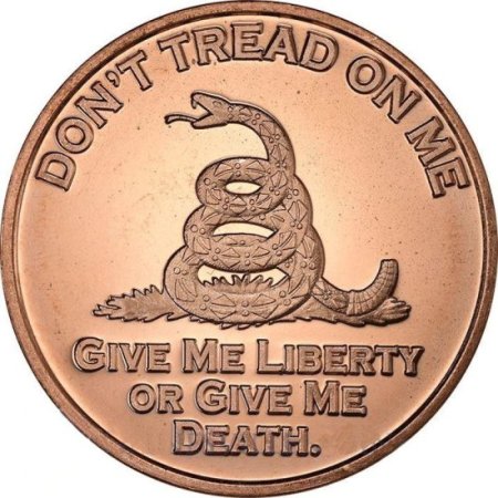 (image for) Don't Tread On Me (Liberty or Death) 1 oz .999 Pure Copper Round