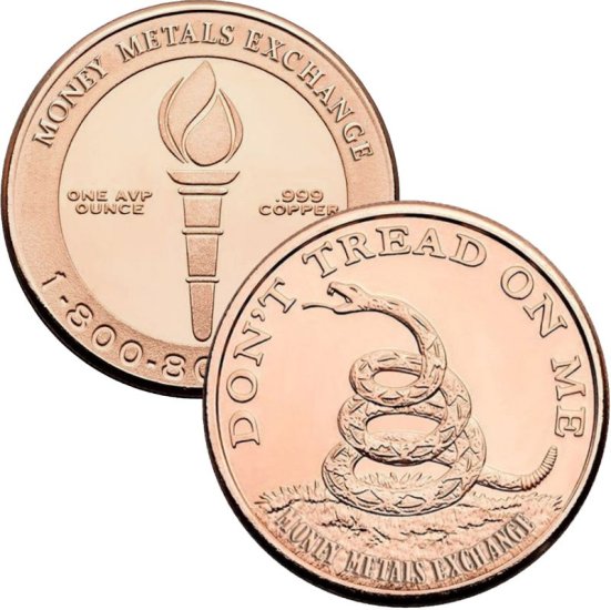 (image for) Don\'t Tread On Me 1 oz .999 Pure Copper Round (Money Metals Exchange)