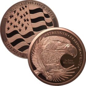 Eagle - Strength, Freedom, Pride 2 oz .999 Pure Copper Round