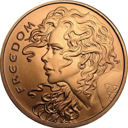 (image for) Freedom Girl 1 oz .999 Pure Copper Round (2014 Silver Shield)