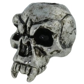 Fang Skull Bead in Antique Rhodium by Schmuckatelli Co.