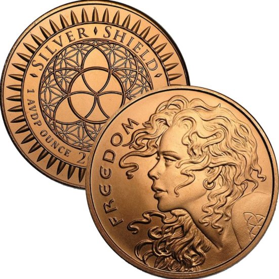 (image for) Freedom Girl 1 oz .999 Pure Copper Round (2014 Silver Shield)