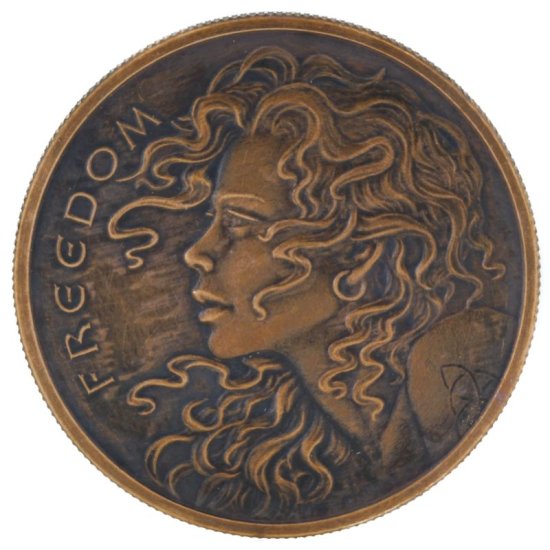 (image for) Freedom Girl 1 oz .999 Pure Copper Round (2017 Silver Shield) (Black Patina)