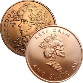 Freedom Girl / Slave Queen Double Sided (2014 Silver Shield) 1 oz .999 Pure Copper Round