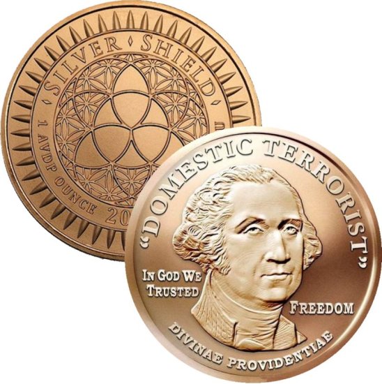 (image for) George Washington \"Domestic Terrorist\" #39 (2017 Silver Shield Mini Mintage) 1 oz .999 Pure Copper Round