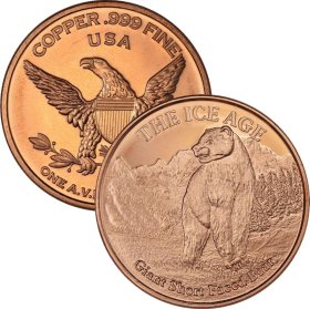 Giant Bear ~ Ice Age 1 oz .999 Pure Copper Round
