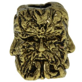 Green Man Bead in 18K Antique Gold Finish by Schmuckatelli Co.