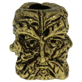 Green Man Bead in 18K Antique Gold Finish by Schmuckatelli Co.