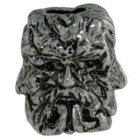 Green Man Bead in Antique Rhodium Finish by Schmuckatelli Co.