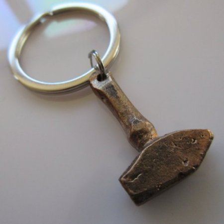 (image for) Hand Forged Brass Hammer Key Ring By Dragons Breath Forge