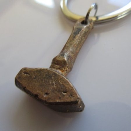 (image for) Hand Forged Brass Hammer Key Ring By Dragons Breath Forge