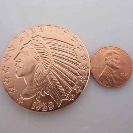 (image for) Incuse Indian 1 oz .999 Pure Copper Round (Golden State Mint)