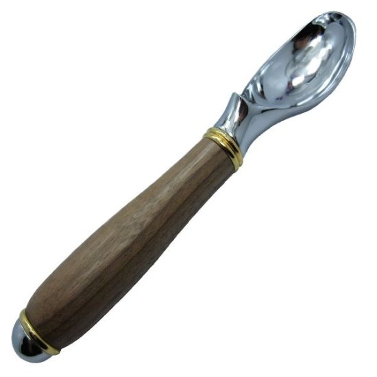 (image for) Hand Turned Ice Cream Scoop #01 in (Black Walnut) Chrome/24kt Gold