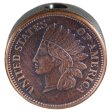 (image for) Indian Head Penny Design In Copper (Black Patina) Stainless Steel Core Lanyard Bead By Barter Wear