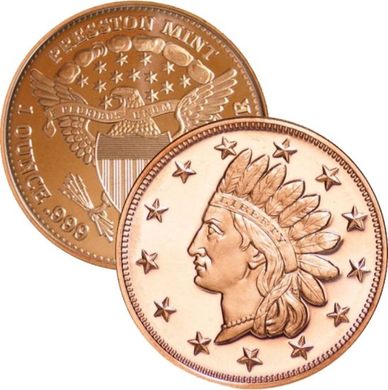 (image for) Indian Head Penny 1 oz .999 Pure Copper Round (Presston Mint)