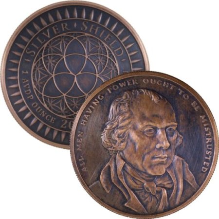 (image for) James Madison #42 (2017 Silver Shield Mini Mintage) 1 oz .999 Pure Copper Round (Black Patina)