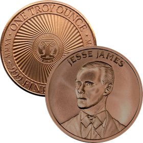 Jesse James (2020 Reverse) 1 oz .999 Pure Copper Round