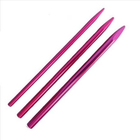 (image for) Knotters Tool II (Silver) w/ 3 Different Size Pink Lacing Needles