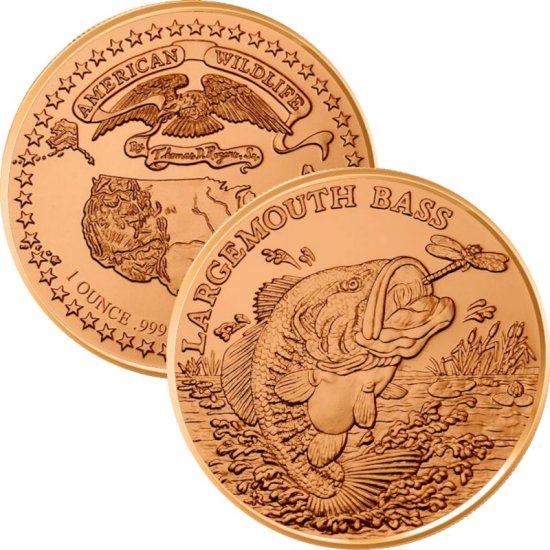 (image for) Largemouth Bass (American Wildlife Series) 1 oz .999 Pure Copper Round