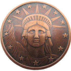 Liberty Head (Osborne Mint) 1 oz .999 Pure Copper Round (Black Patina)