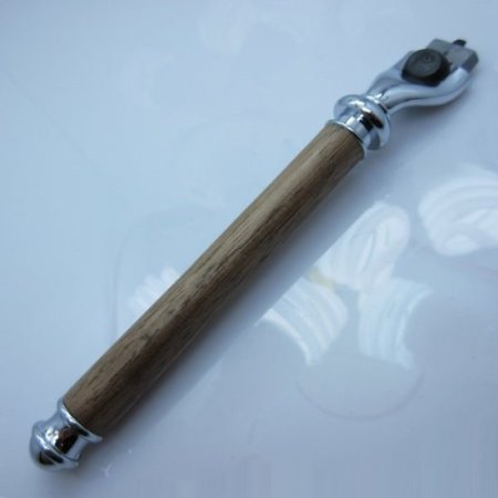(image for) Hand Turned Razor Handle/Stand Set in (Black Walnut) Chrome