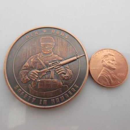 (image for) Men And Arms 1 oz .999 Pure Copper Round (Black Patina)