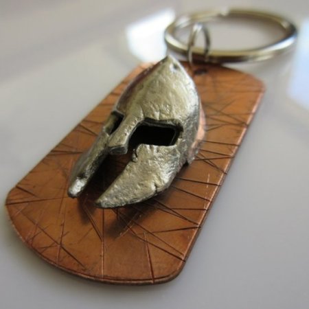 (image for) Spartan Dog Tag Key Ring in Copper/Pewter by Marco Magallona