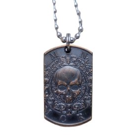 Memento Mori (Intaglio Mint) Copper Dog Tag Necklace