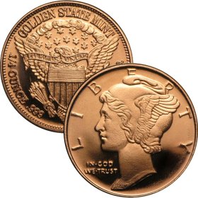 Mercury Design 1/4 oz .999 Pure Copper Round