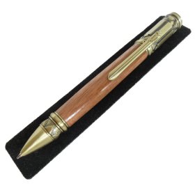 Montague Twist Pen in (Orange Heart Wood) Antique Brass