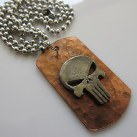 Punisher Dog Tag Necklace in Copper/Pewter by Marco Magallona
