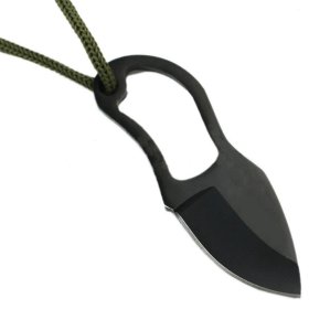 Neck Knife With Leather Sheath (Black Stainless Steel)